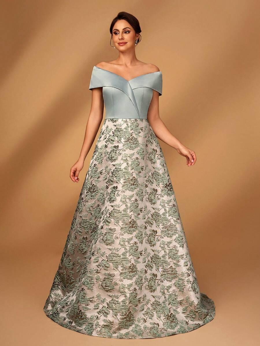  ELEGANCKA SATYNOWA SUKIENKA Z ODKRYTYMI RAMIONAMI