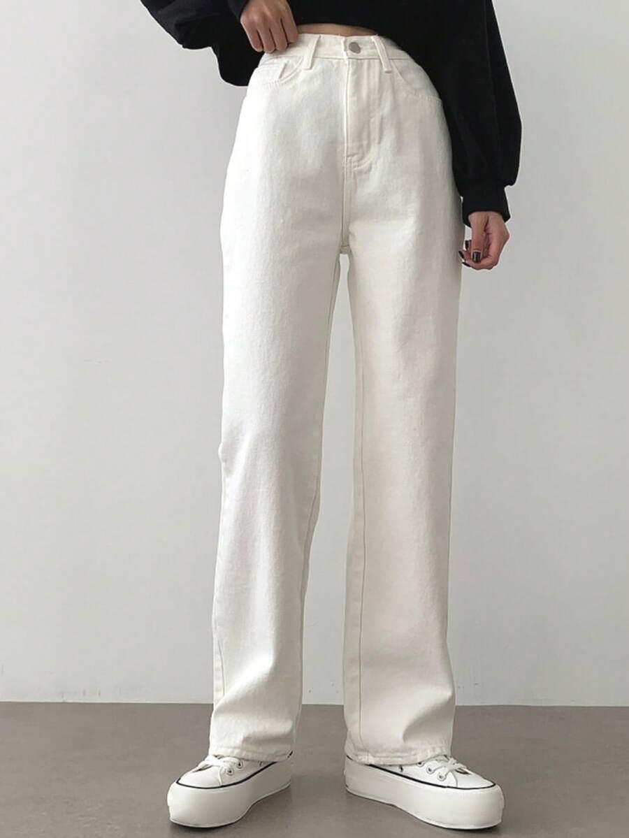 BIAŁE SPODNIE JEANS