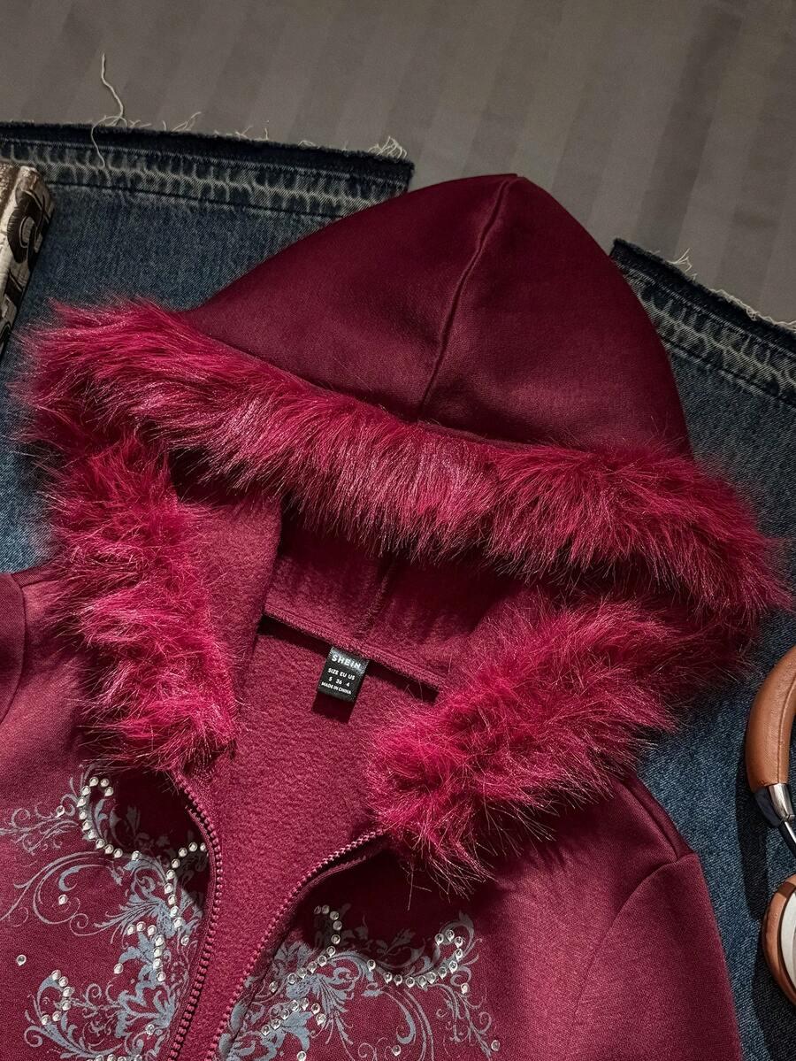 bordowa rozpinana bluza kaptur 