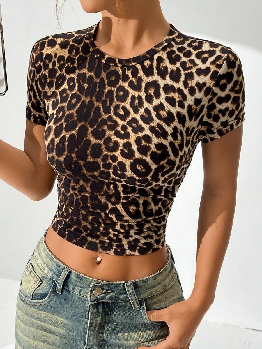 BRĄZOWY TOP ANIMAL PRINT