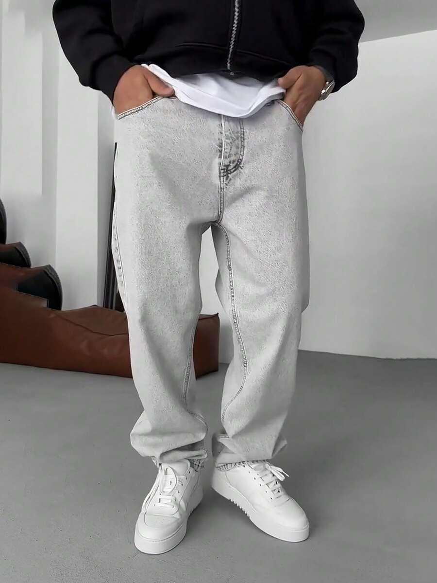 SZARE SPODNIE JEANS 