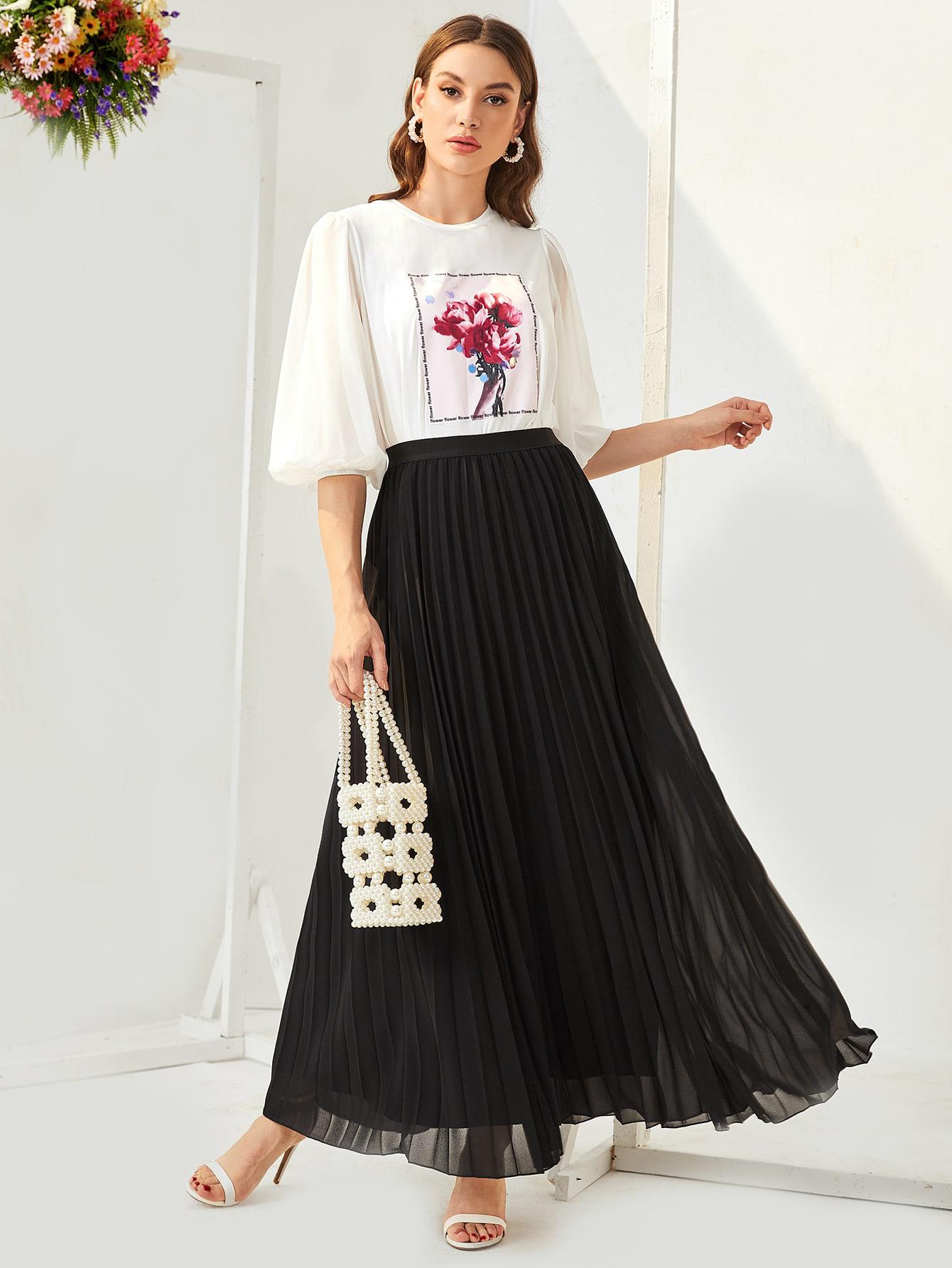 CZARNA PLISOWANA SPÓDNICA MAXI