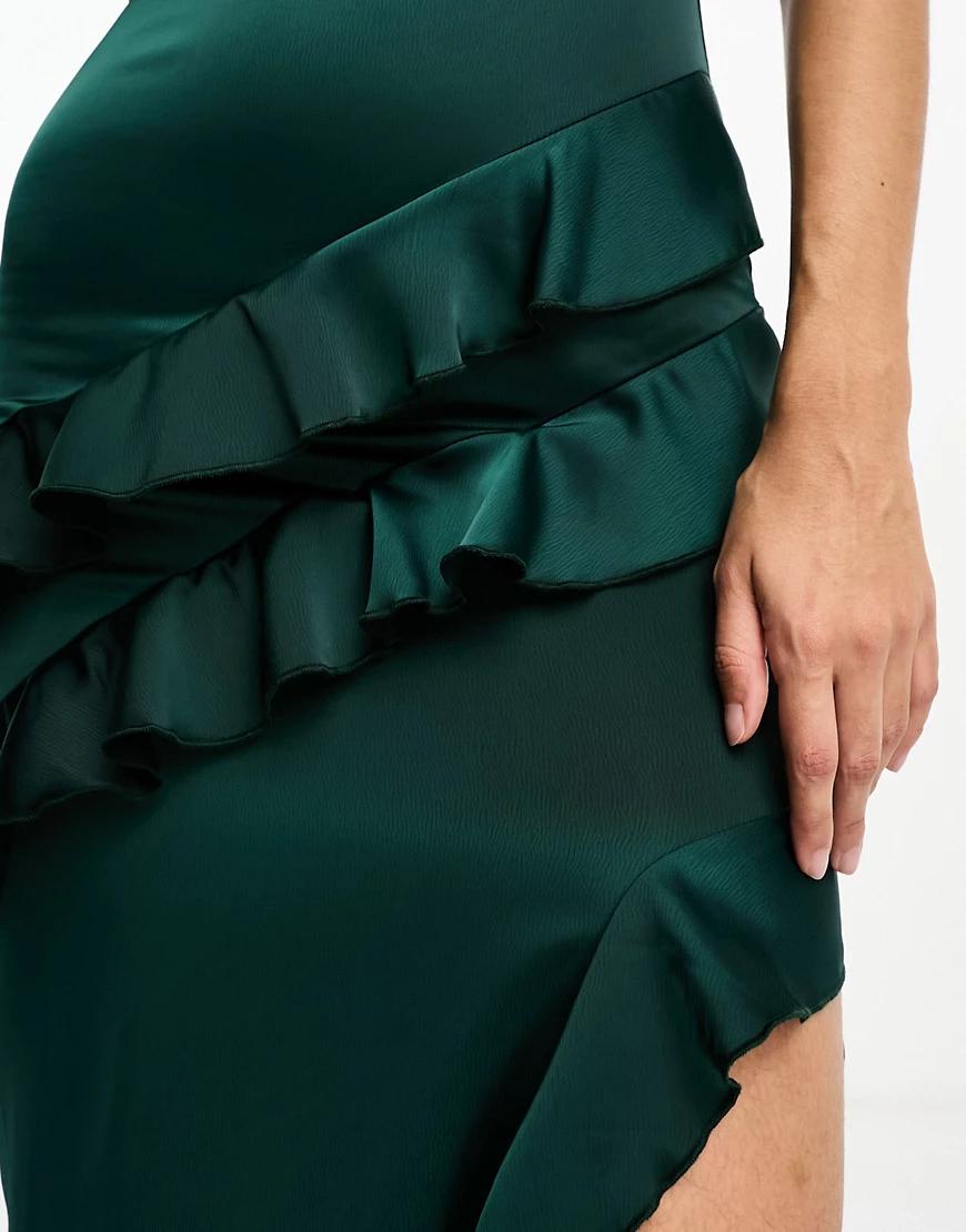 zielona maxi sukienka falbany ramiączka
