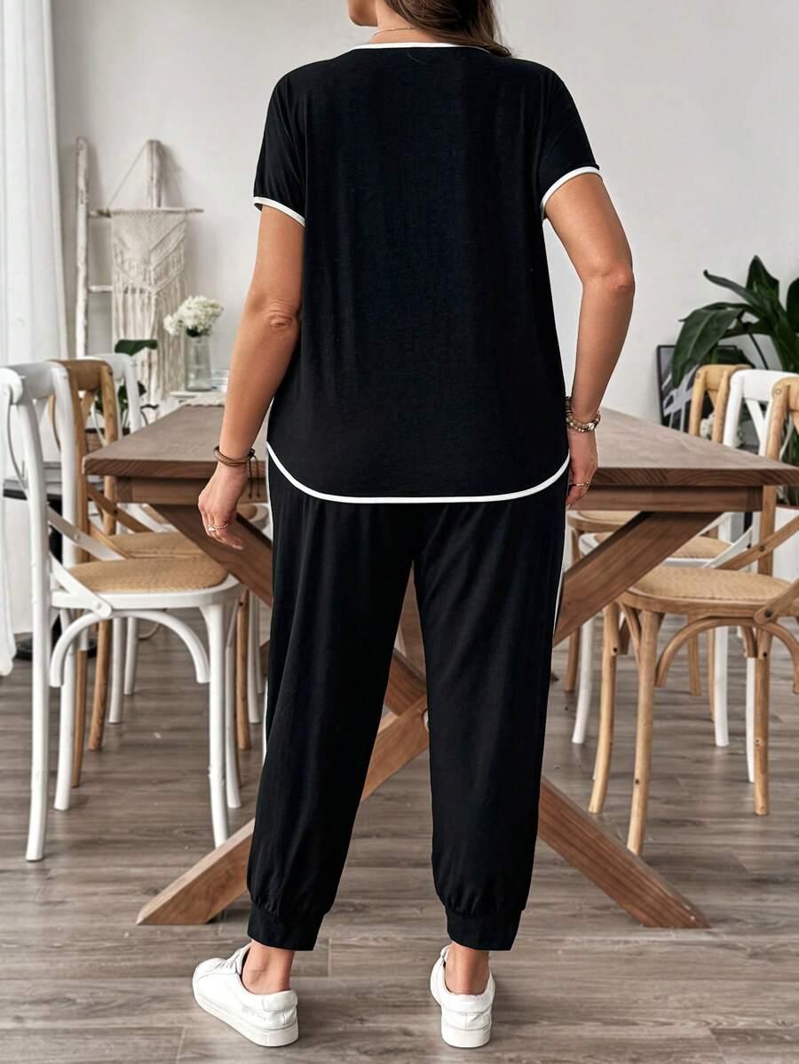 CZARNY KOMPLET T-SHIRT SPODNIE