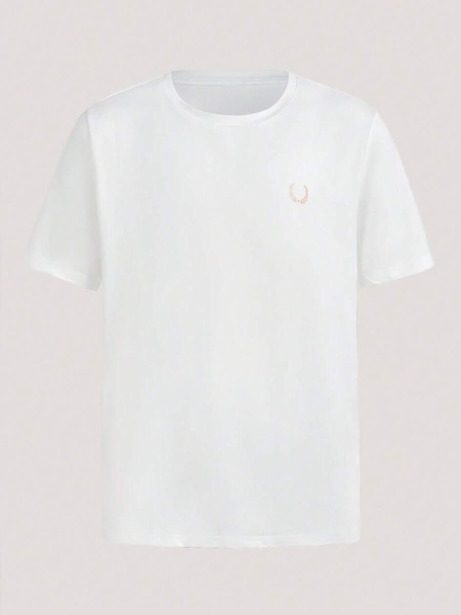 biały t-shirt okrągły dekolt print 