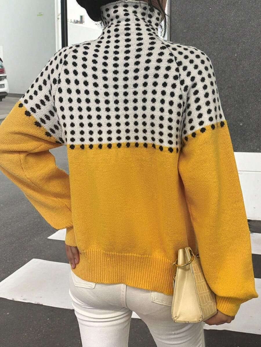 sweter golf wzór kontrast