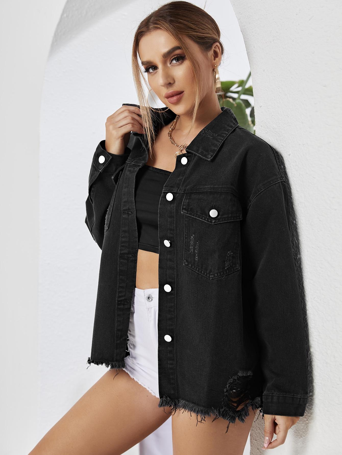 CZARNA KURTKA JEANS
