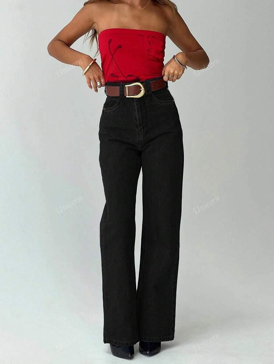 CZARNE SPODNIE JEANS 