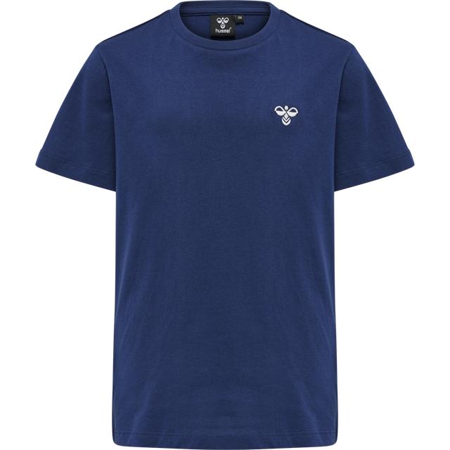 klasyczny niebieski t-shirt okrągły dekolt haft logo