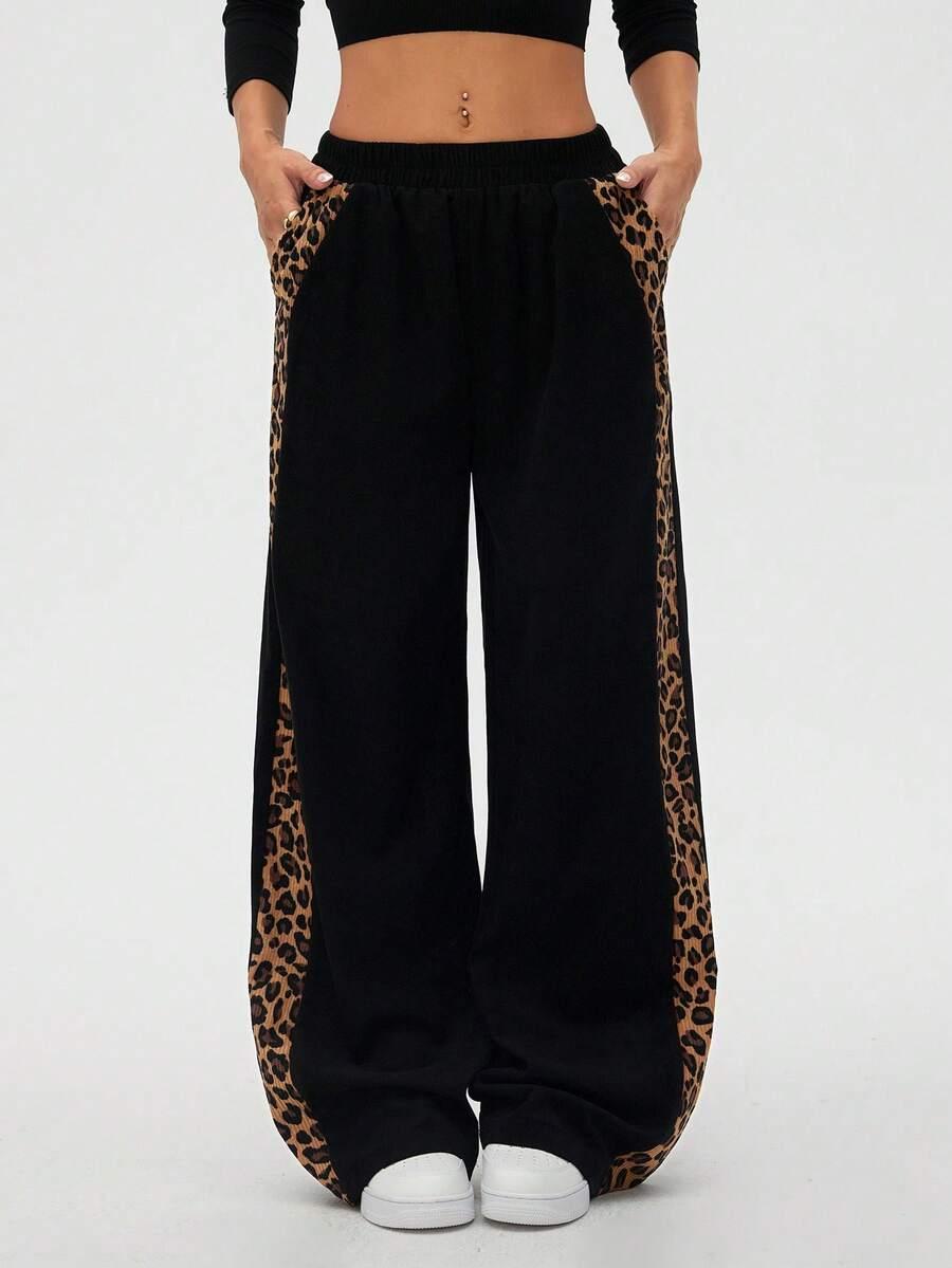 SPODNIE SZEROKA NOGAWKA ANIMAL PRINT