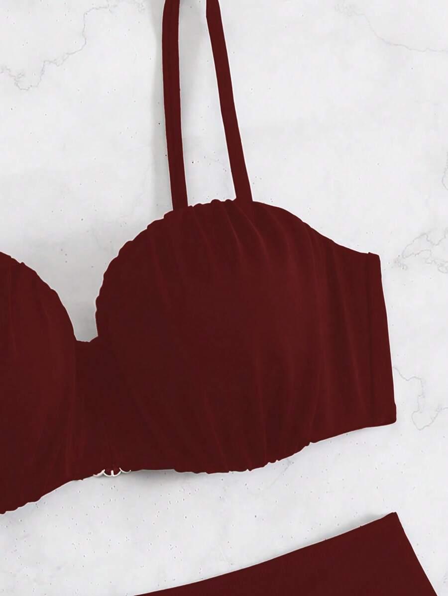 bordowa góra od bikini 