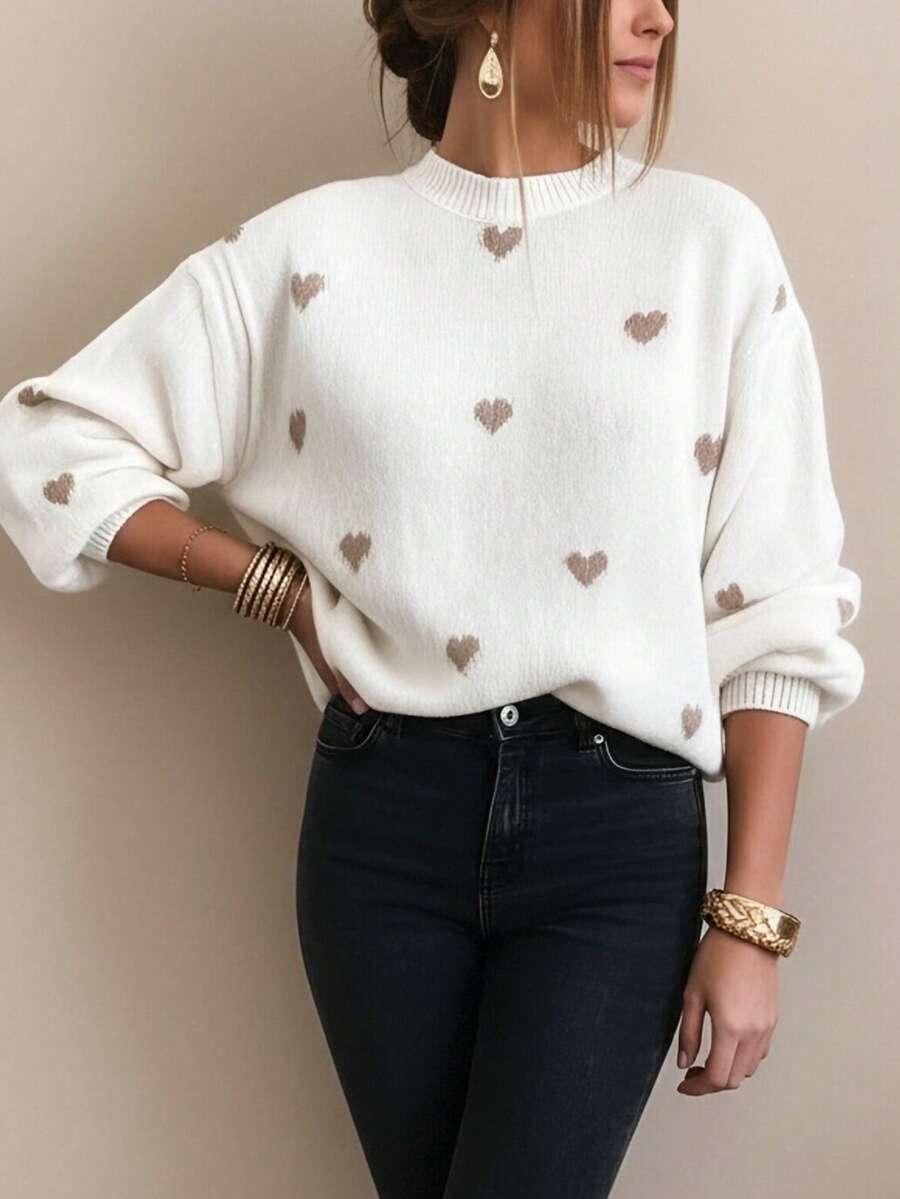 biały sweter print 