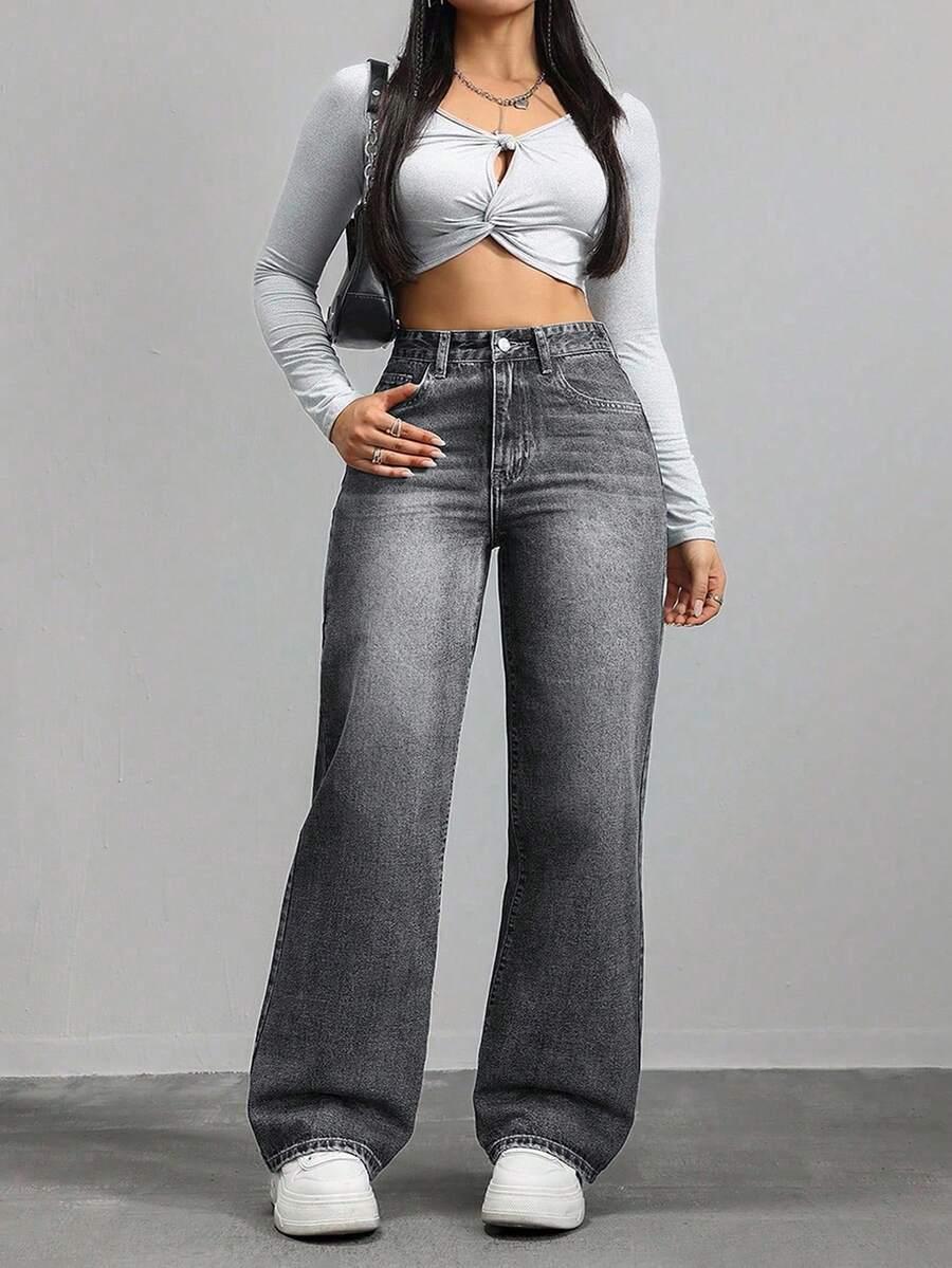 szare spodnie jeans 