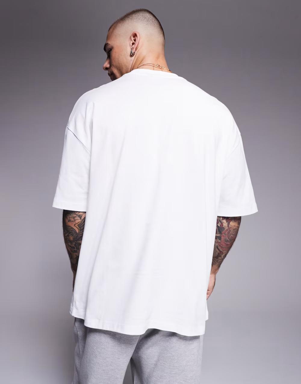 biały t-shirt oversize nadruk