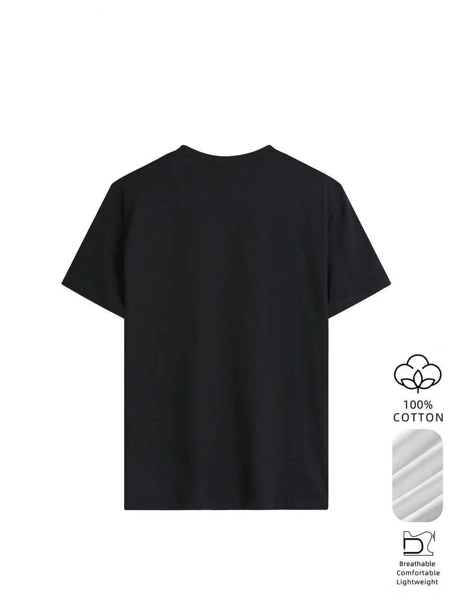 CZARNY T-SHIRT NADRUK