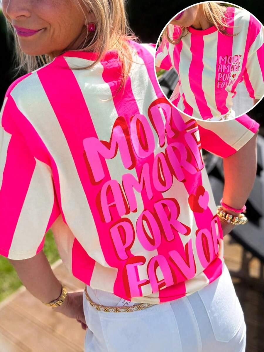 kolorowy t-shirt print paski