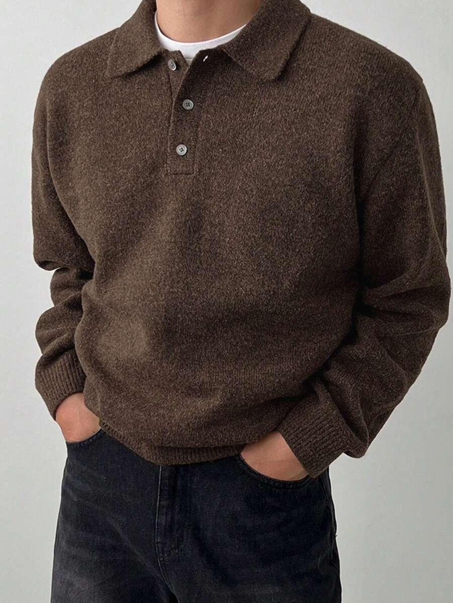 brązowy sweter guziki