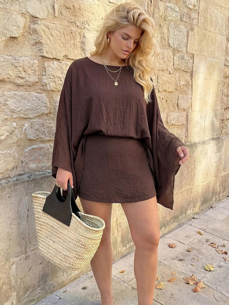 BRĄZOWE SPÓDNICO-SPODENKI CASUAL