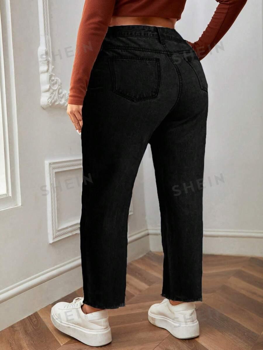czarne proste spodnie jeans