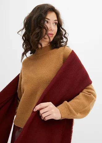 brązowy sweter okrągły dekolt 