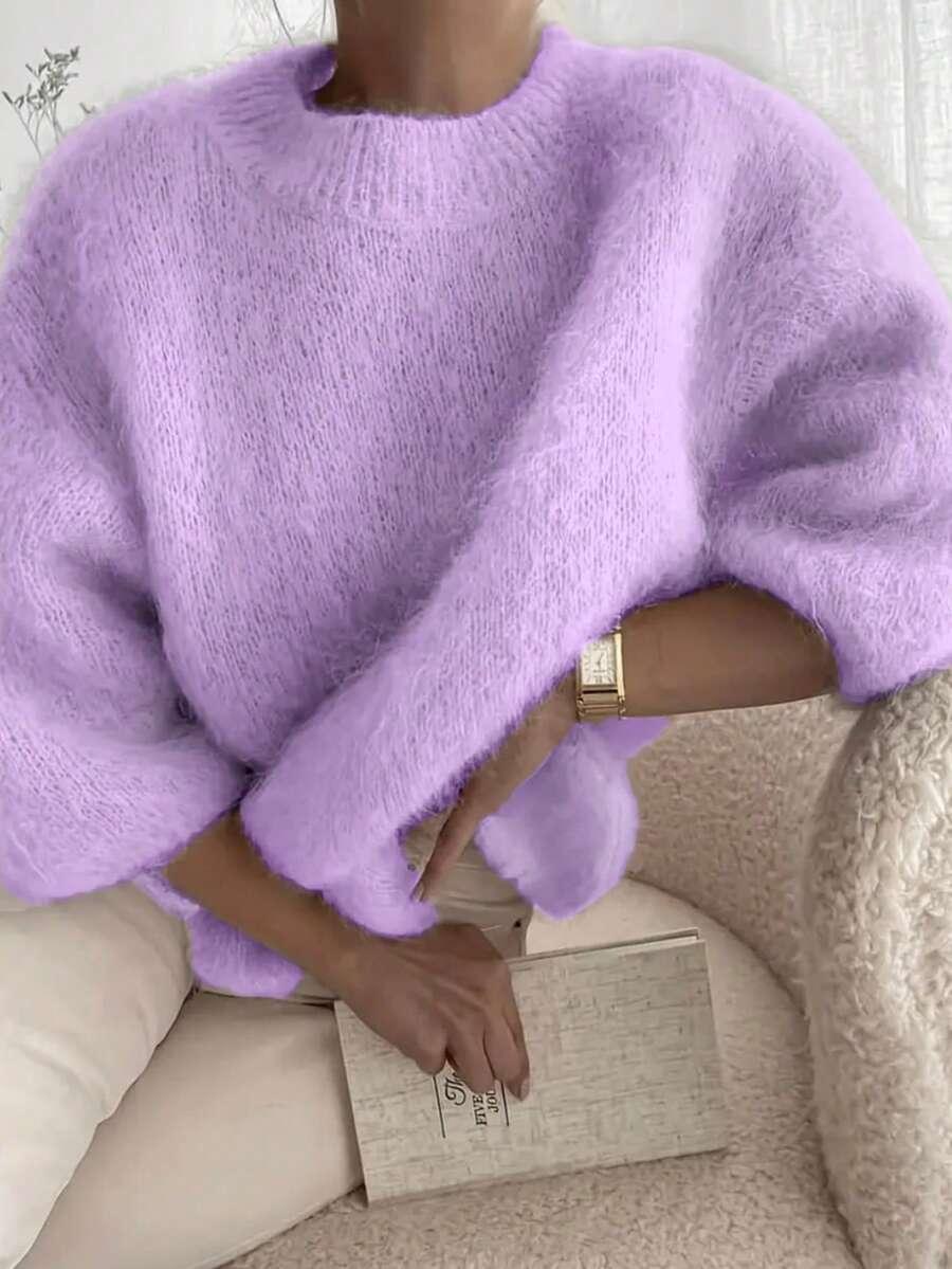 fioletowy sweter dzianina 