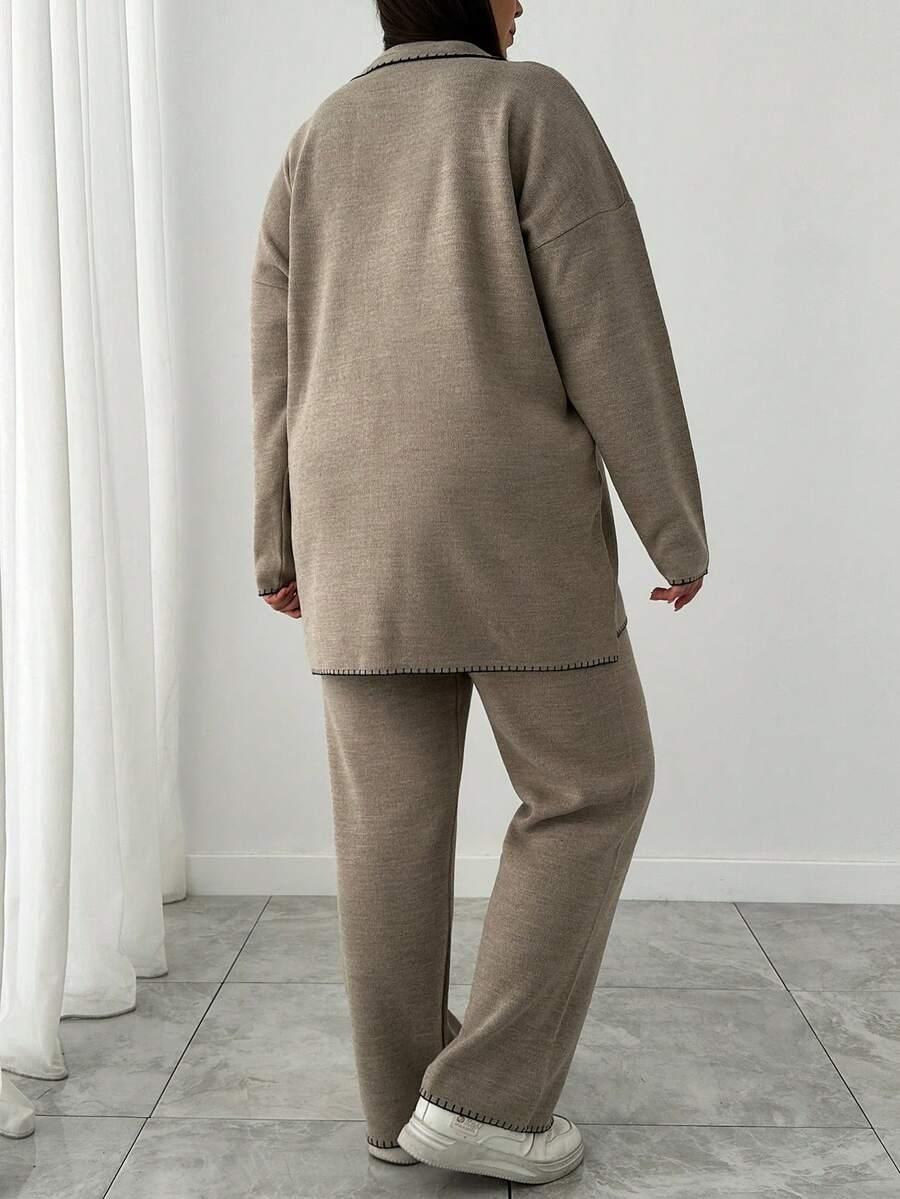komplet sweter spodnie dzianina 