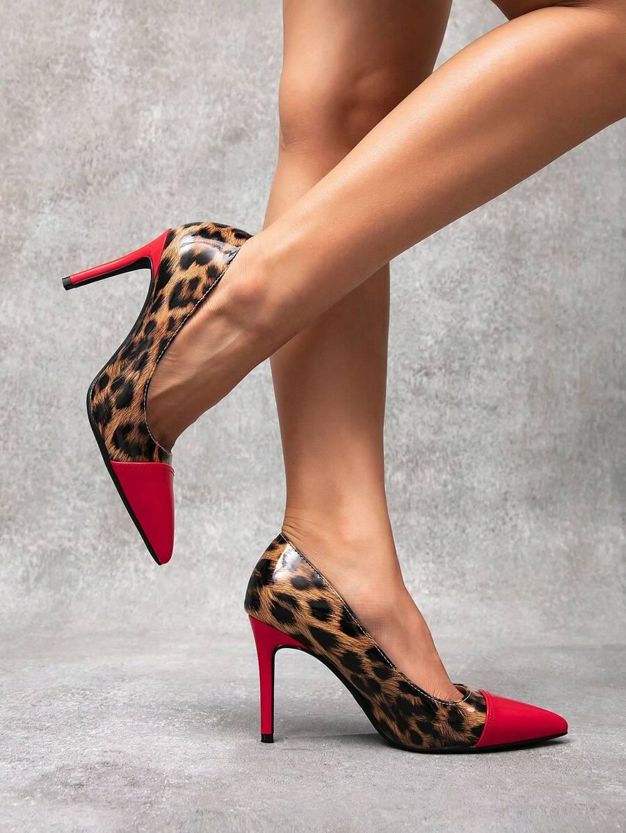 czółenka leopard print