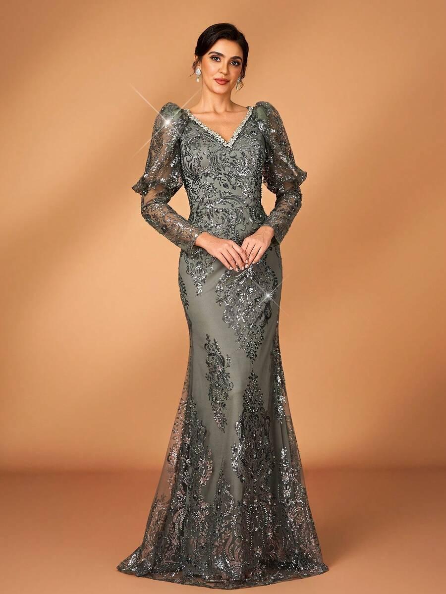 szara maxi sukienka