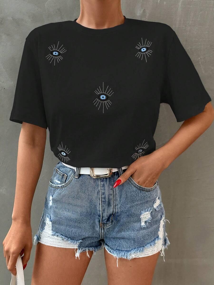 CZARNY T-SHIRT PRINT