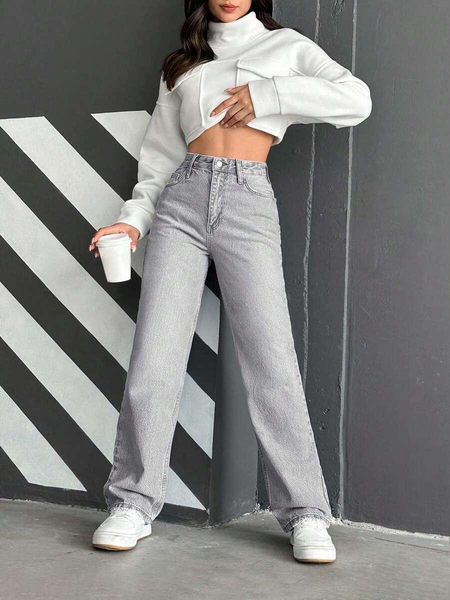 SZARE SPODNIE JEANS