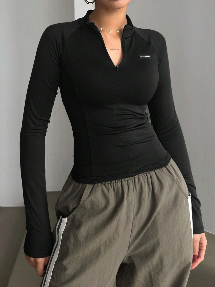 CZARNA BLUZKA STÓJKA 