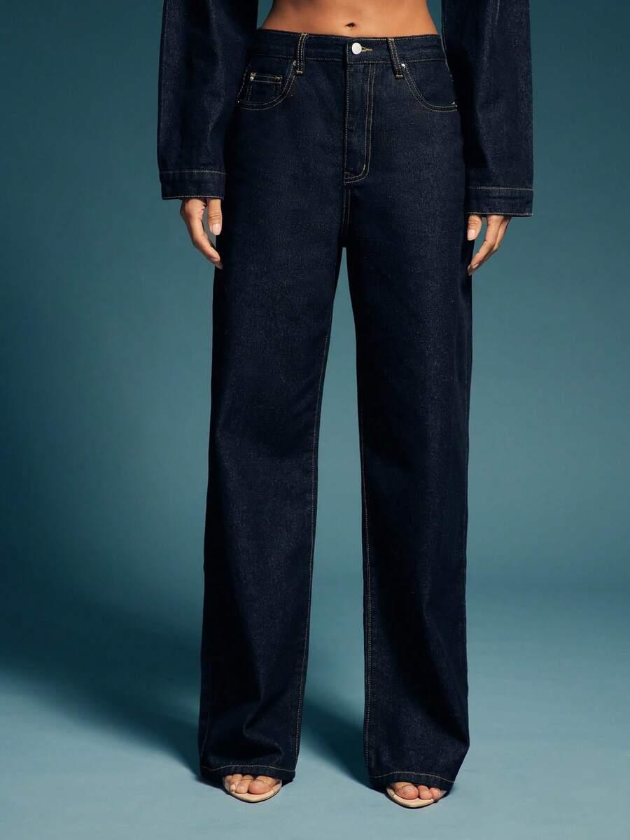 GRANATOWE SPODNIE JEANS