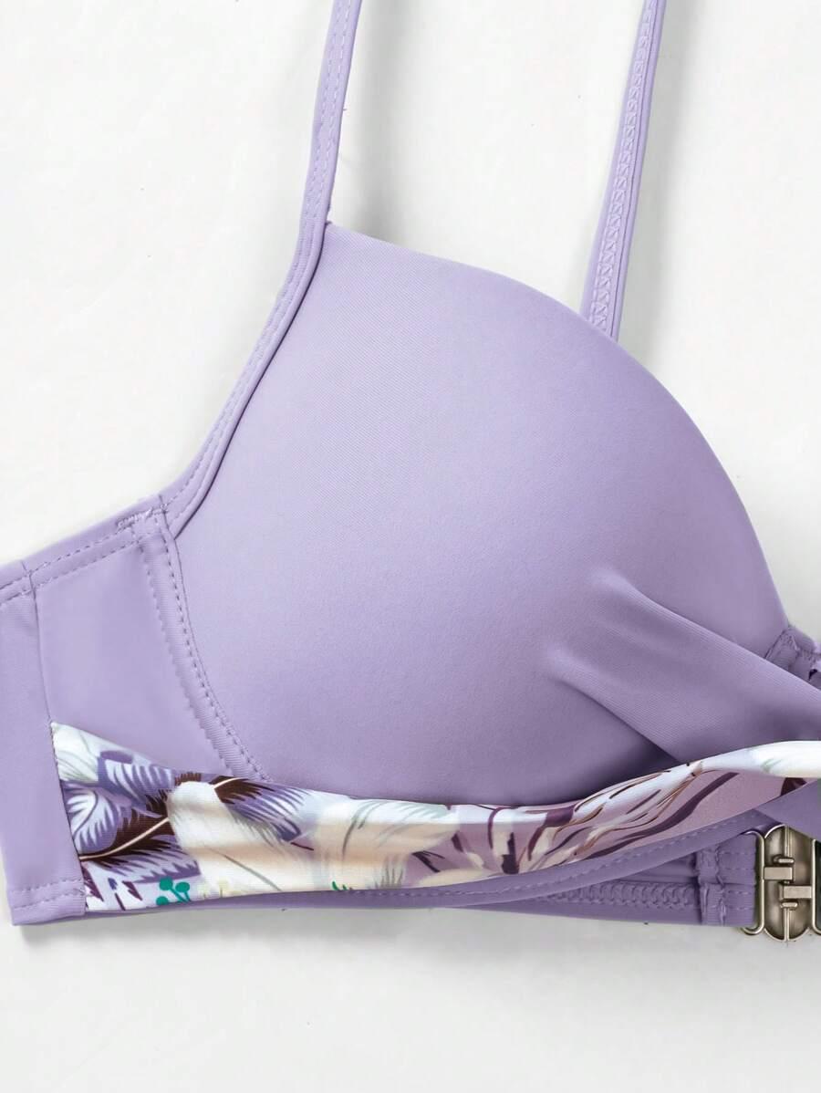 dwuczęściowy kostium kąpielowy bikini wzór roślinny