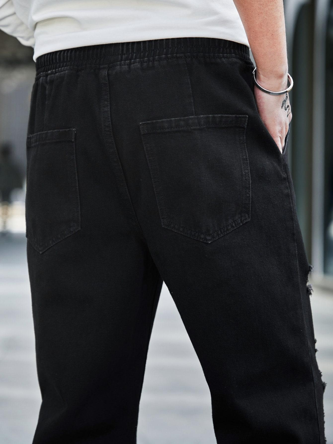 CZARNE SPODNIE JEANS RIPPED