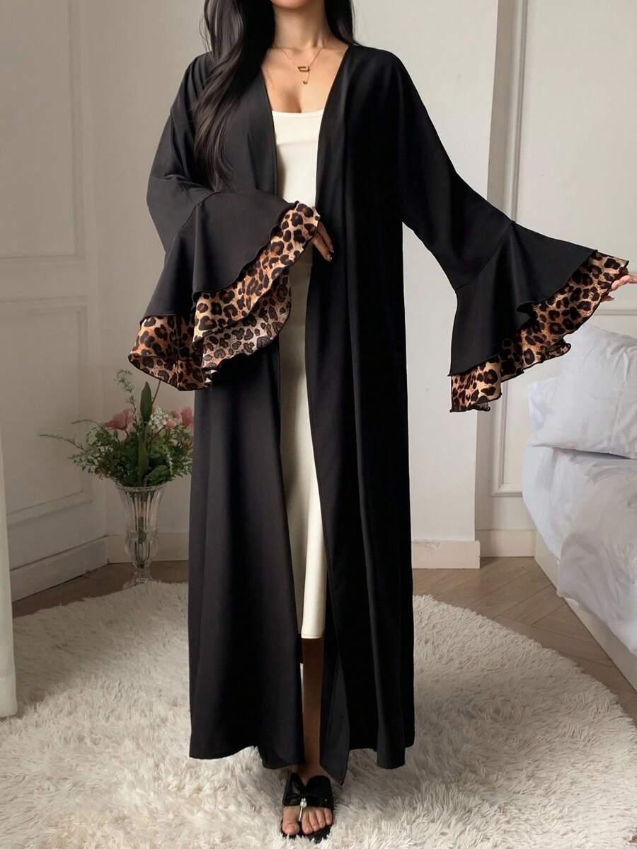 czarny szlafrok animal print