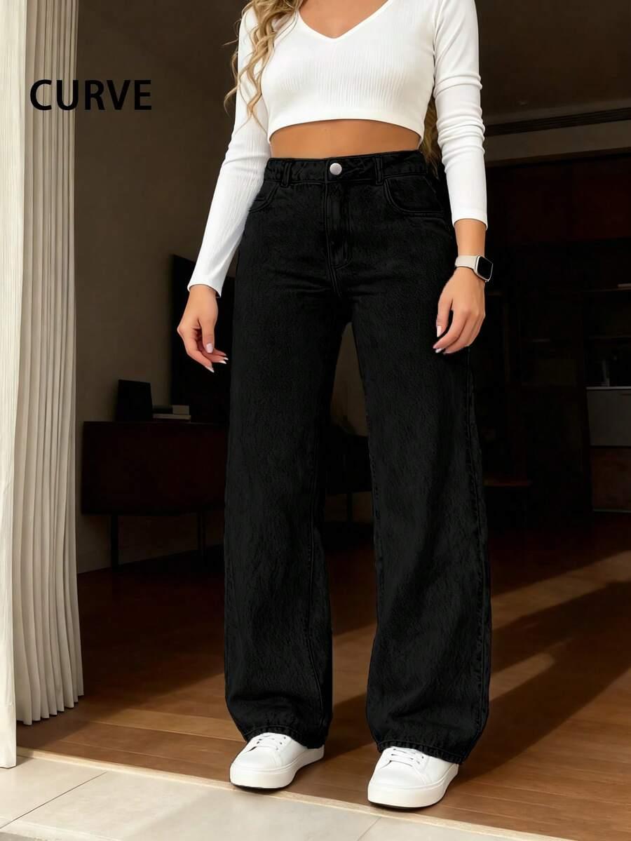 CZARNE SPODNIE JEANS WYSOKI STAN