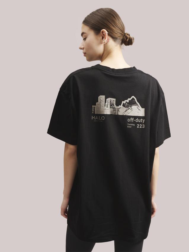 czarny klasyczny t-shirt print logo