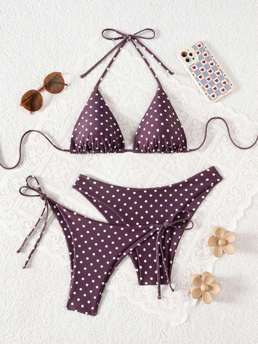 kostium kąpielowy bikini komplet groszki