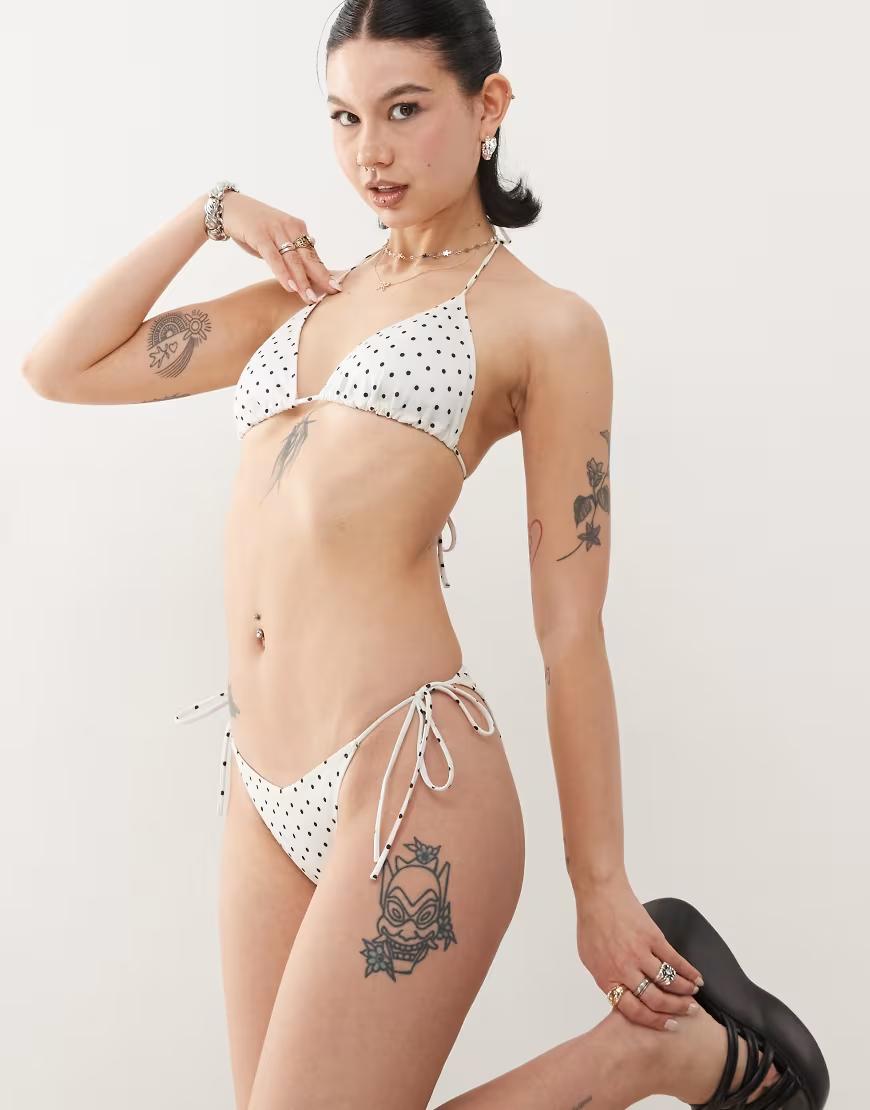biała góra od bikini wzór groszki