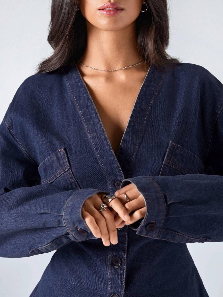granatowa bluzka jeans