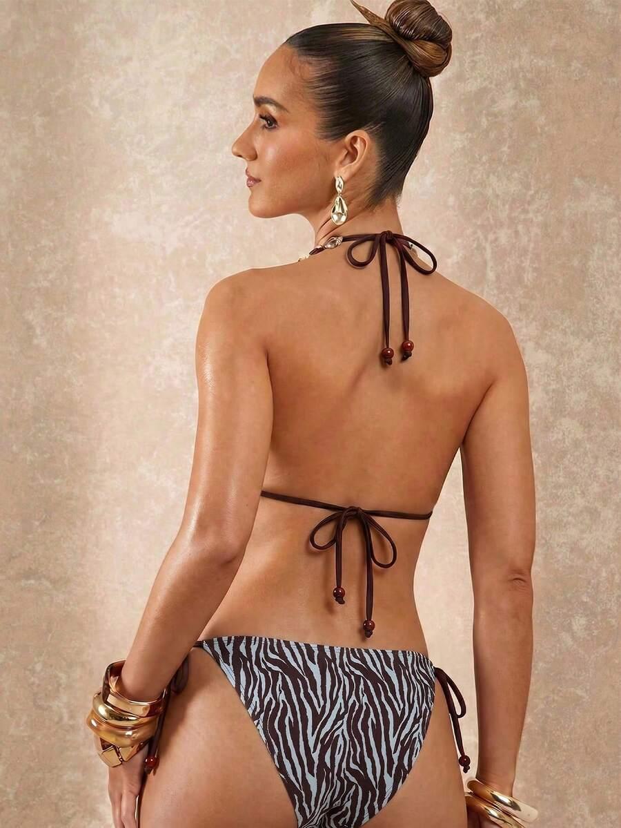 dwuczęściowy strój kąpielowy animal print