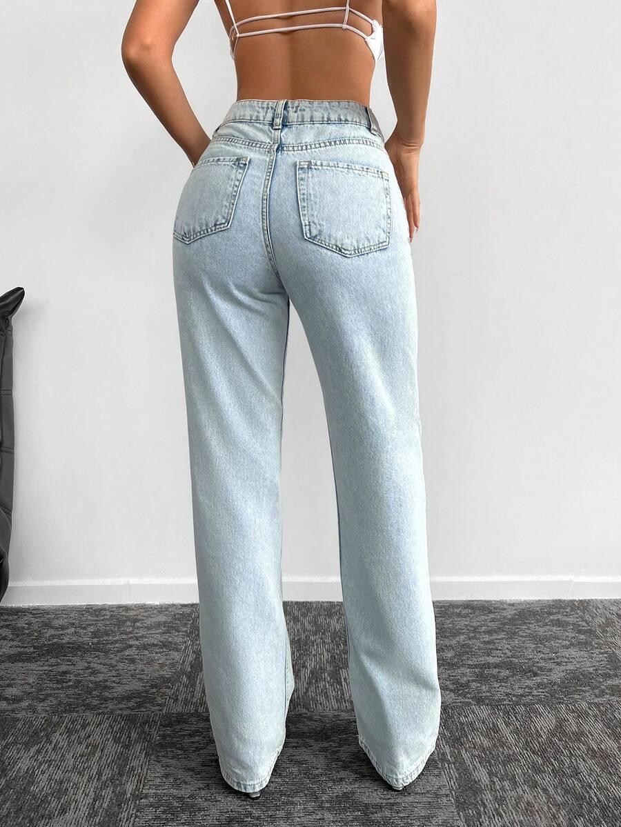 spodnie jeans zdobienie asymetria
