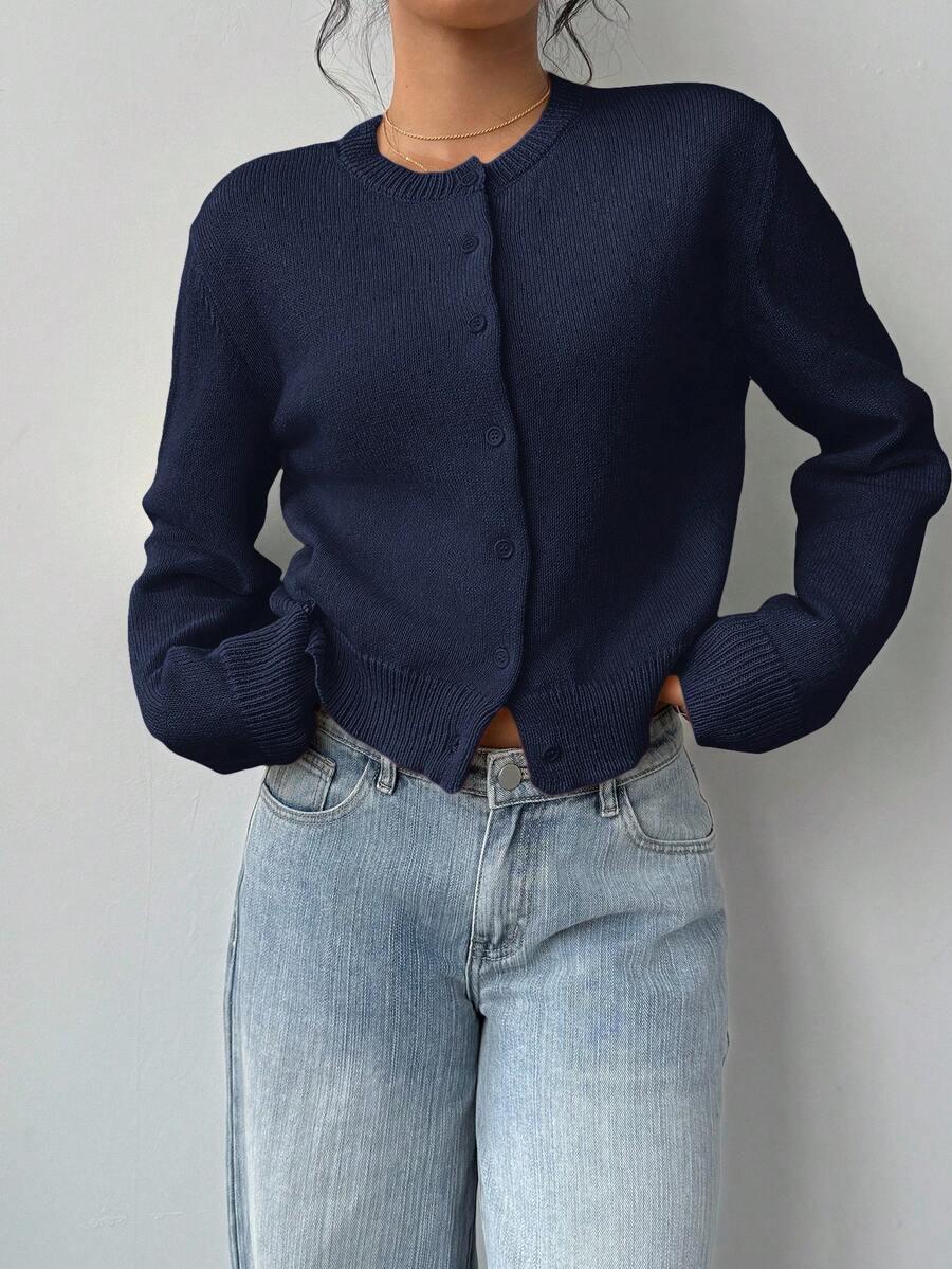 GRANATOWY SWETER GUZIKI