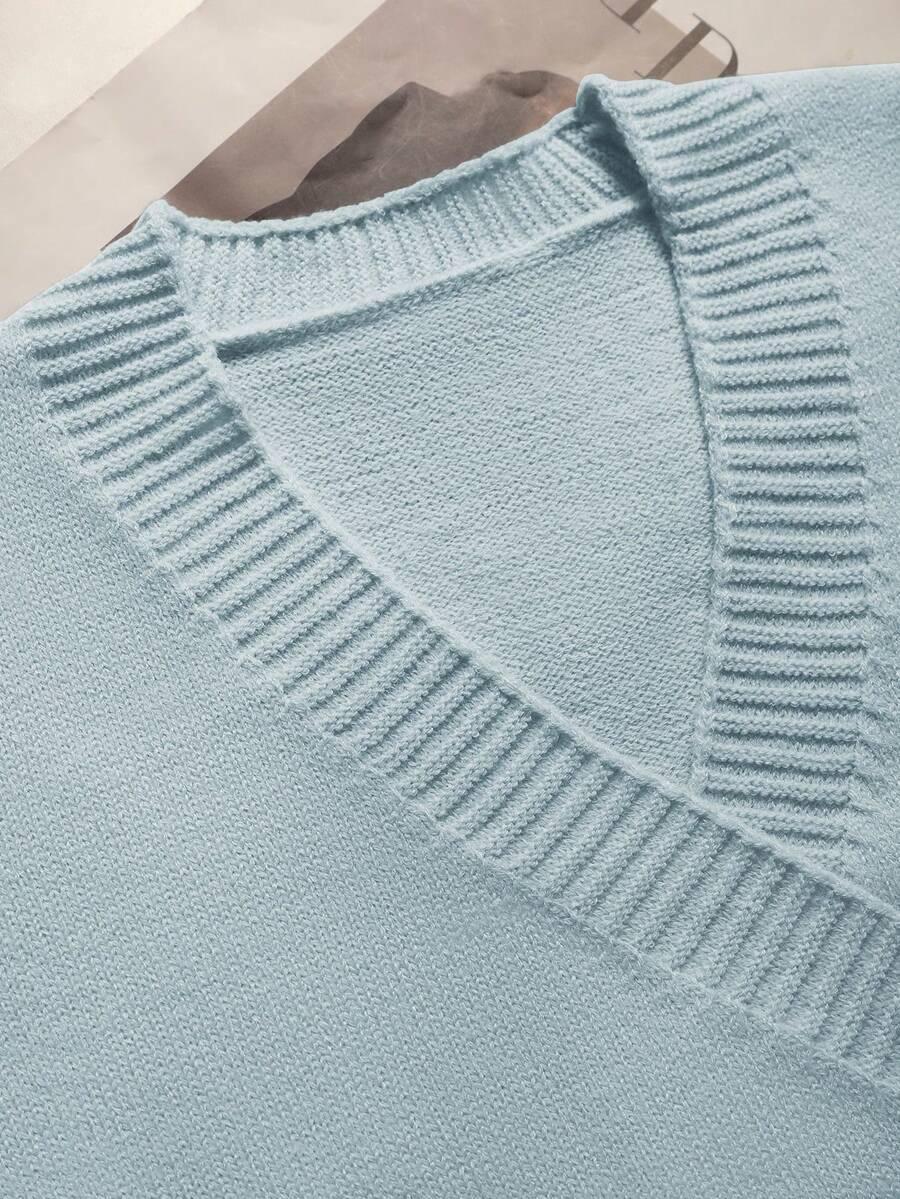 NIEBIESKI DZIANINOWY SWETER