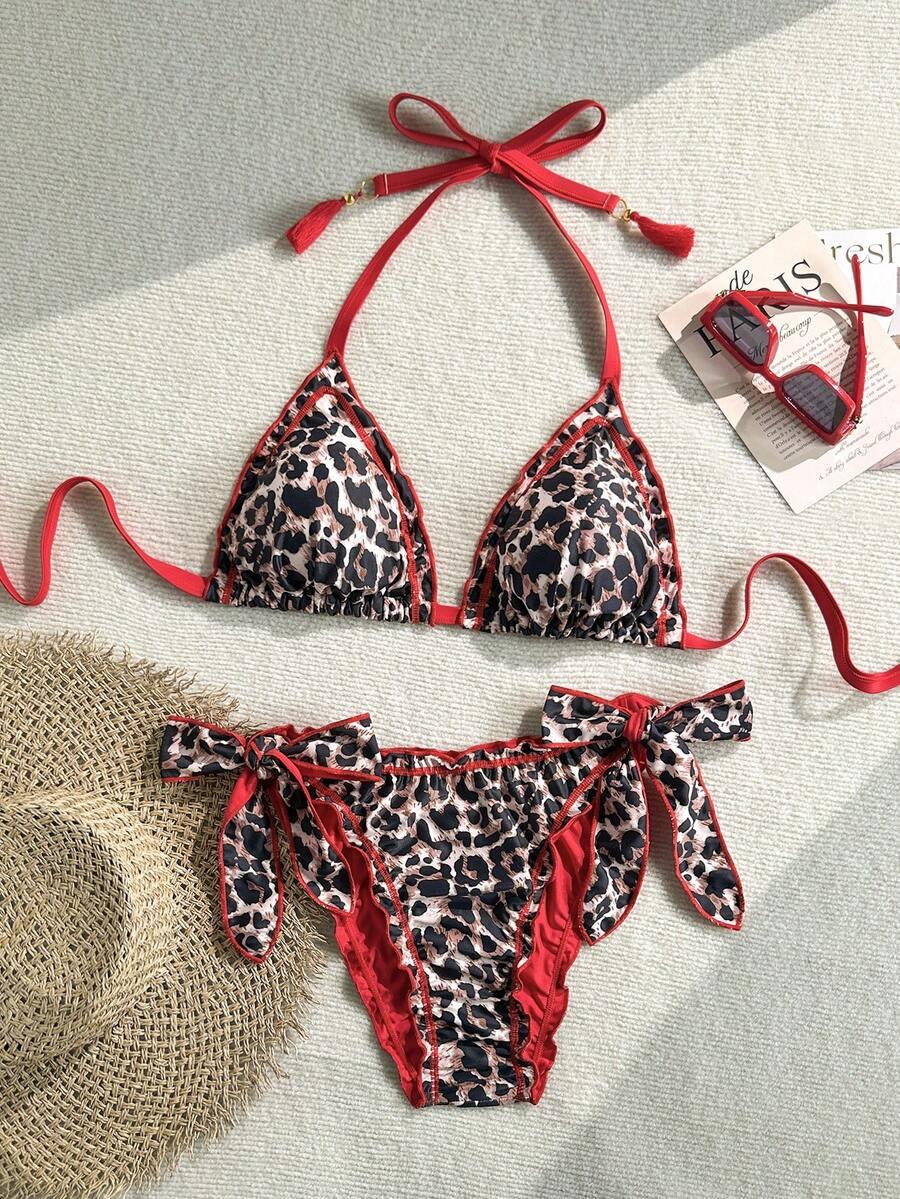 wiązany dół od bikini animal print
