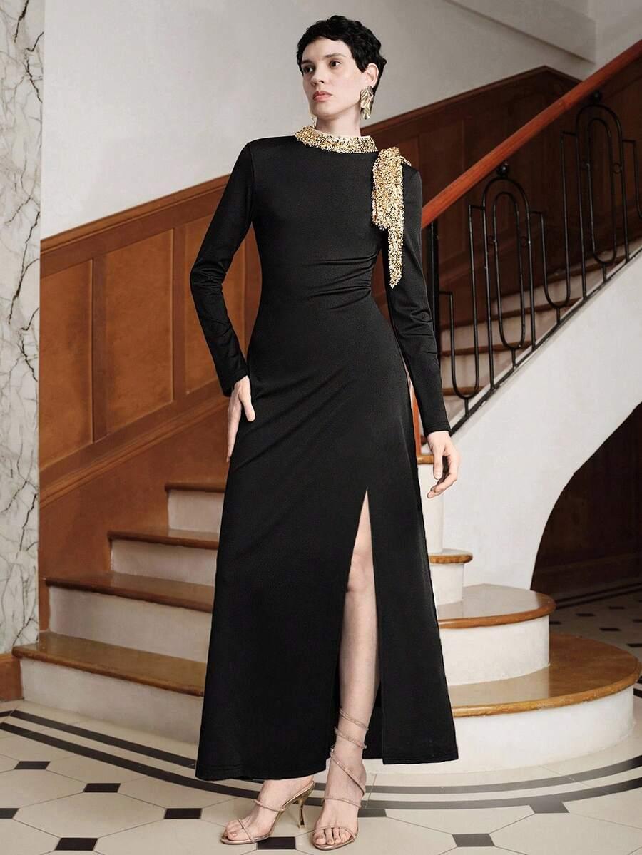 czarna maxi sukienka