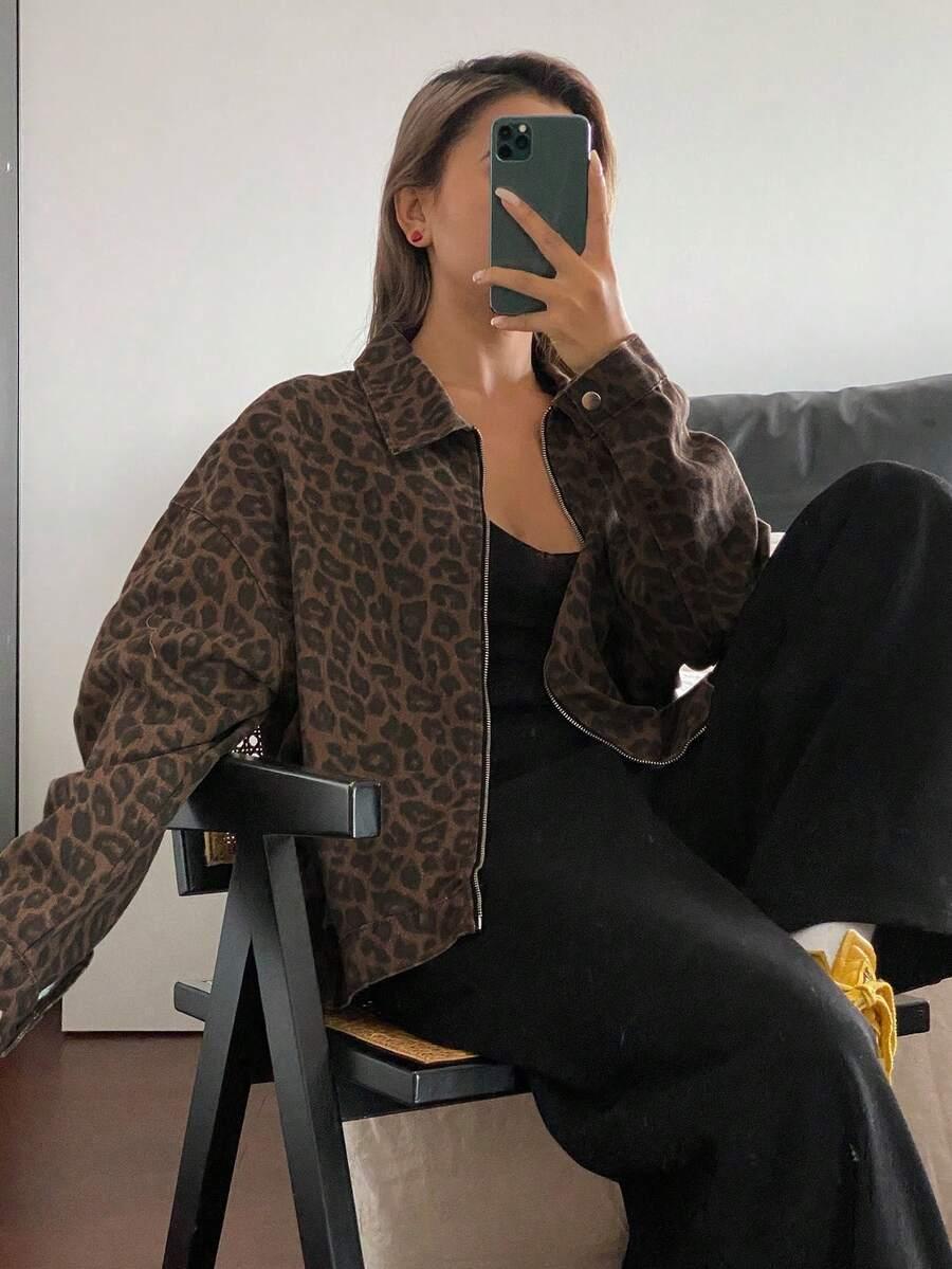 JEANSOWA KURTKA ANIMAL PRINT