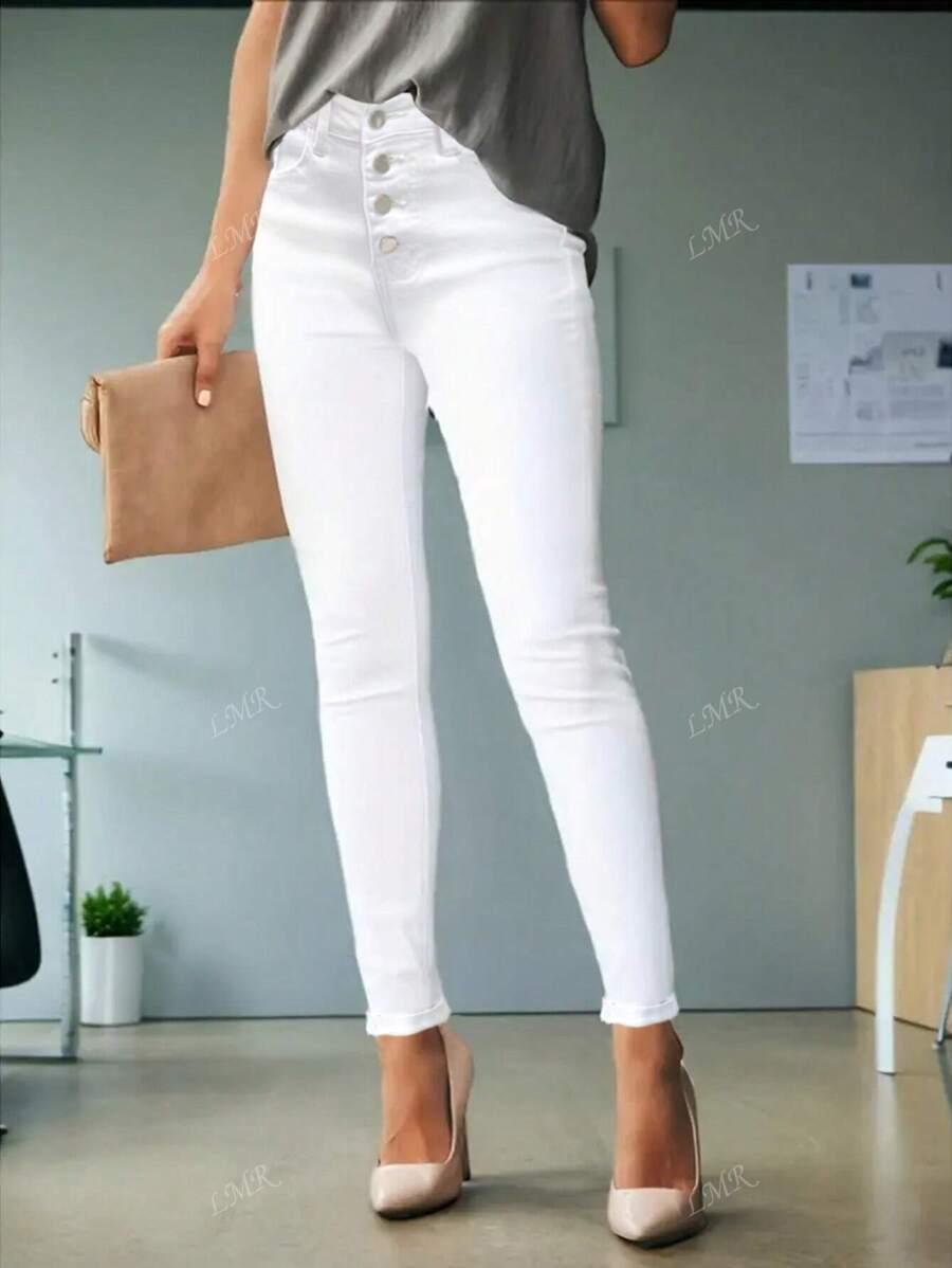 BIAŁE SPODNIE JEANS RURKI