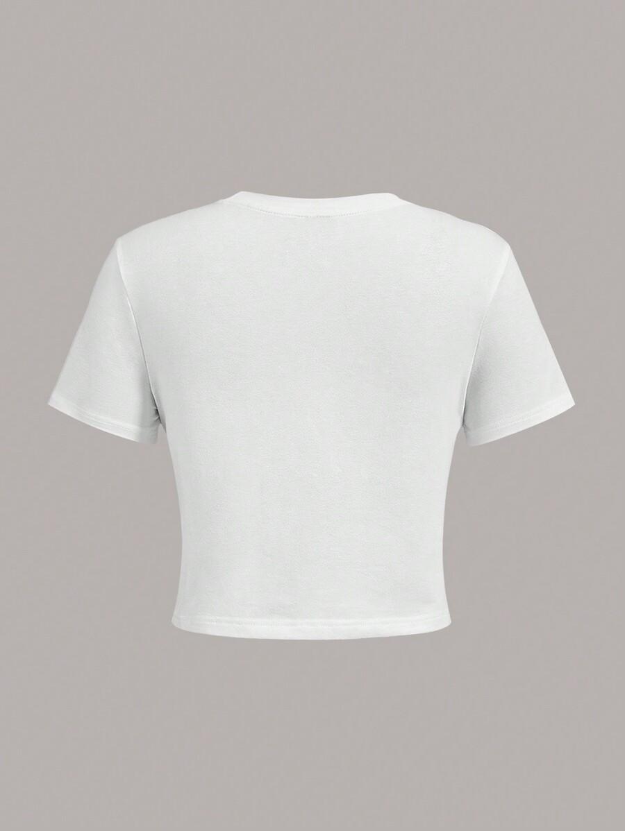 KREMOWY CROP TOP PRINT