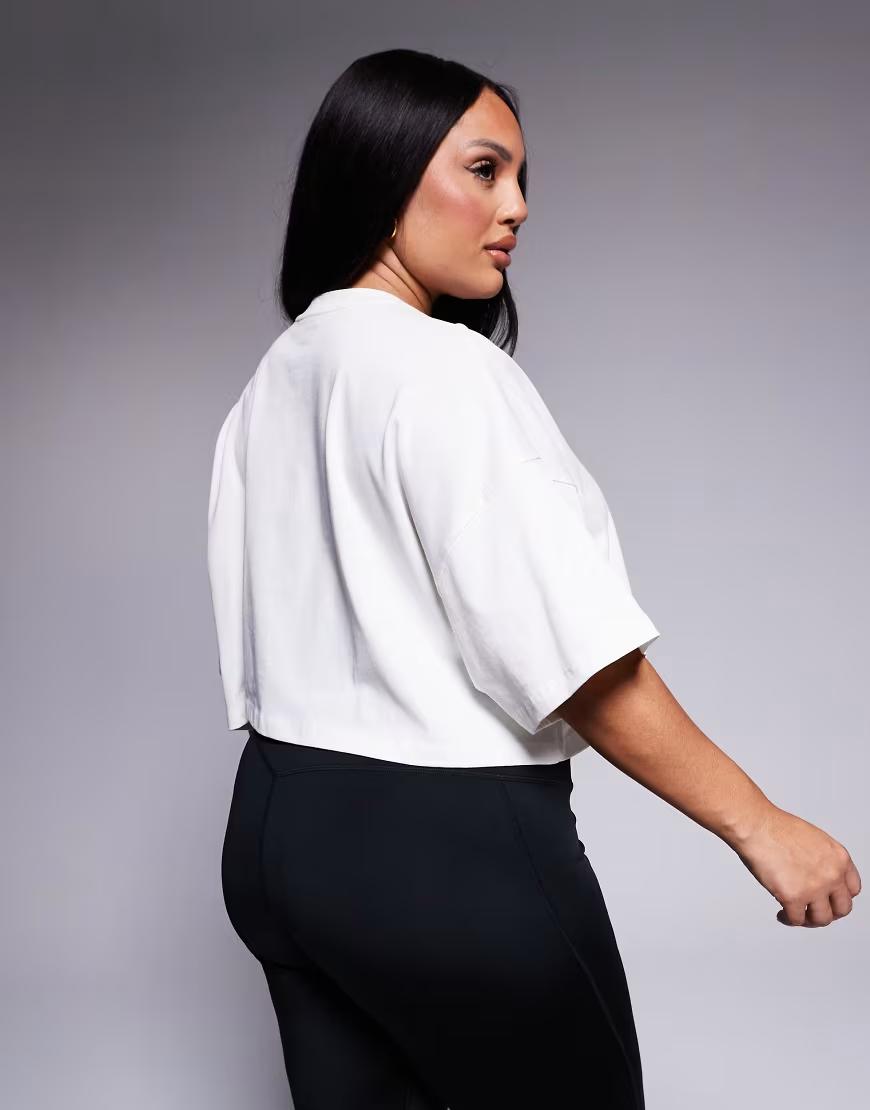 biały t-shirt basic oversize okrągły dekolt